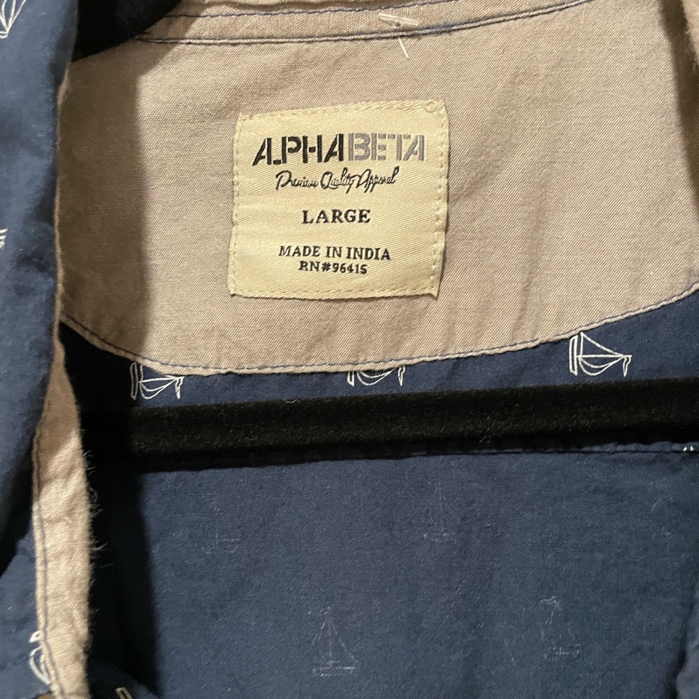 Alphabeta Mens Casual Button Up Shirt Size L Preppy Capsule Ivy Old Money Staple - Picture 2 of 7